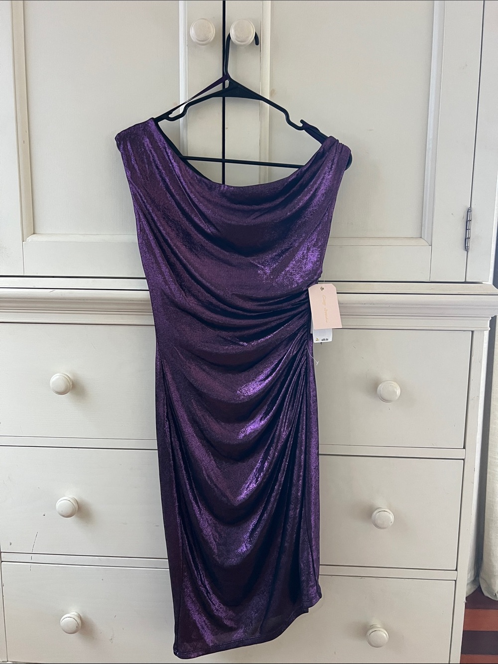 City Studio - Shimmery Purple Draped Cocktail Dress